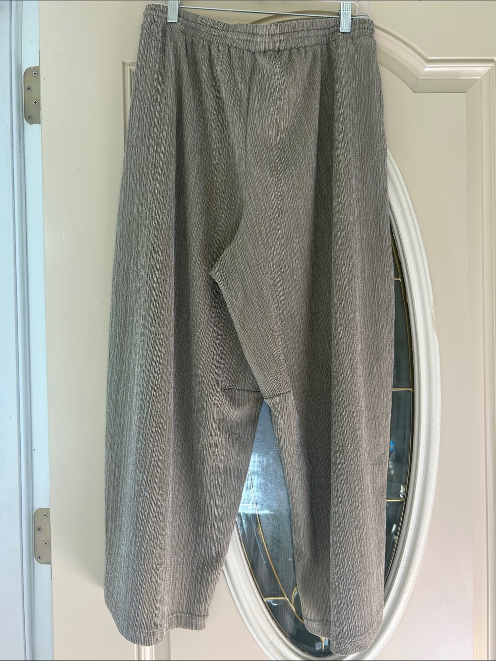 Womans Casual Drawstring Wide-Leg Pants - Taupe - Picture 3 of 3